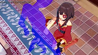 konosuba hentai - megumin handjob with cumshot in her face - japanese asian manga anime game porn