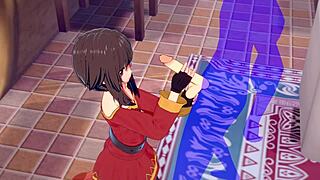 konosuba hentai - megumin handjob with cumshot in her face - japanese asian manga anime game porn