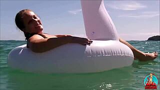 my husband, my unicorn, and me in erotic public beach play