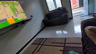 hot young 18+ girl relaxing on the couch with legs open