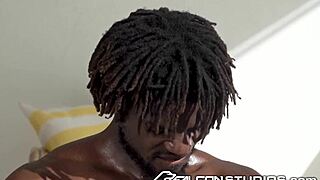 Ripped jock gets a rough barebacking at the hands of his big black cock buddy