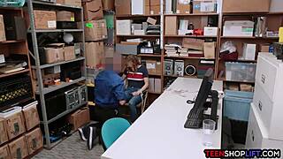 blonde teen thief begs with hairy beaver to avoid prison...help!