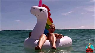 my husband, my unicorn, and me in erotic public beach play