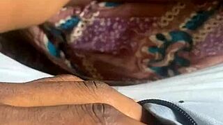 In the dorm, roommates have play time during workout with mask exerciser