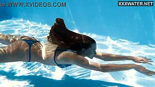 blonde babe ivi rein dives underwater naturally