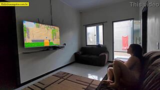 hot young 18+ girl relaxing on the couch with legs open