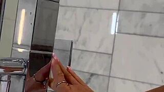 i play foam games with monika fox in the bathroom using a pink toy