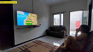 hot young 18+ girl relaxing on the couch with legs open