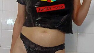 nerdy step sister says 'i'm masturbating in the shower'