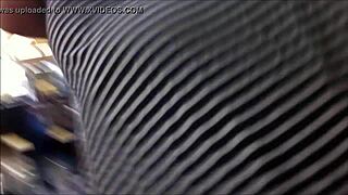 Pregnant Latina shows upskirt view