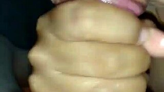 Brunette wife sucks cock and milks for cuckold in threesome.