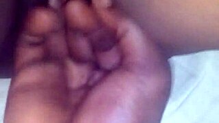 fingering her ebony pussy early morning.