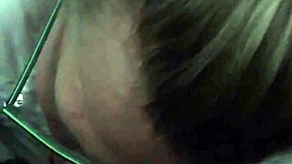 blonde woman with glasses and monster cock at airport scene