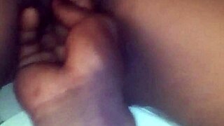 fingering her ebony pussy early morning.