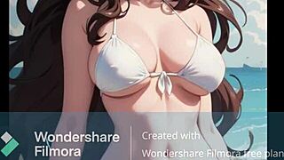 adalyn gives jerk off instructions with humiliation on the beach in anime hentai style