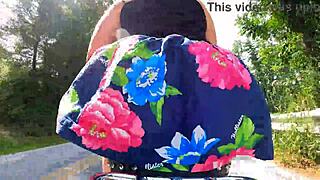 i’m a butt plugged wife flashing on motorcycle!