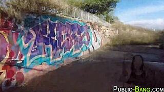 Busty Asian enjoys public anal fun 😏