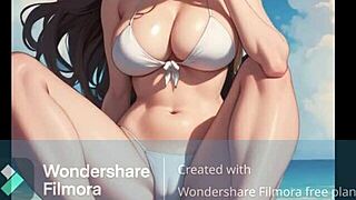 adalyn gives jerk off instructions with humiliation on the beach in anime hentai style