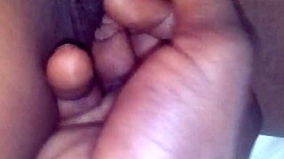 fingering her ebony pussy early morning.