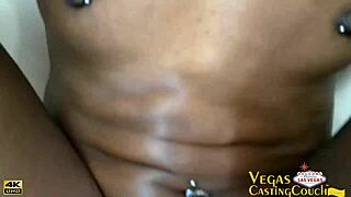 Hot ebony ass gets oiled and fingered in POV bondage session.