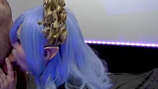 that goth elf furiyssh gives a blowjob, swallowing cum in her mouth