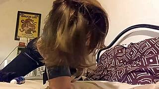 French blonde amateur in lingerie masturbating with sex toys