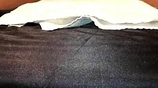 Tied down ebony babe squirts from monster cock 😈