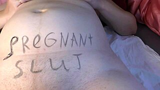 Hottie Big Boobed Pregnant Teen Girl Gets Covered in Dirty Body Writings - Milky Mari 😍