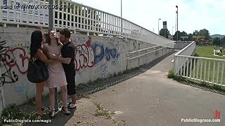 Busty British Smoker Gets PUBLICLY FUCKED in a Wild Display of Kinky Bondage.