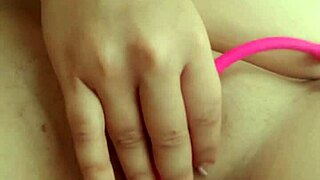 A large Latina girl plays with her big toy in POV view