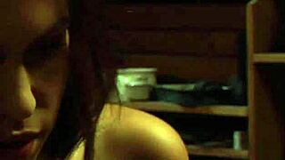 curvy lesbian mistress oiled up for strapon sex and orgasm