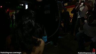 Little Slave Gets Rough in Public Bar