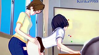 kasumi nomura, olivia, and chisato higuchi engage in intense futanari lesbian sex from asobi asobase hentai