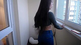 Cute Girl Tanya Shows Boobs in Wet Outdoor Webcam Session, Feeling So Exposed