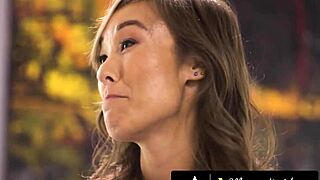 wow, this horny asian milf is teaching her big-titted german stepdaughter how to squirt with intense fingering