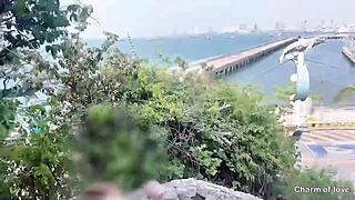 secretly fucking in the car back, cute skinny girl gets creampie?