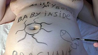 Hottie Big Boobed Pregnant Teen Girl Gets Covered in Dirty Body Writings - Milky Mari 😍