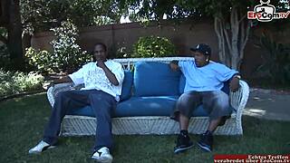 yo, check this bbw ebony slut taking two bbcs outdoors!