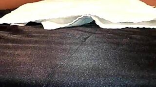 Tied down ebony babe squirts from monster cock 😈