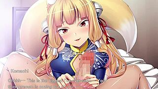 raw sex scenes with fox girl in hentai game ejaculation play