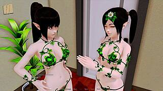 harem hotel with big tits and cute outfits in 3d