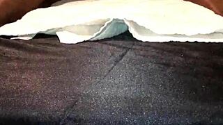 Tied down ebony babe squirts from monster cock 😈