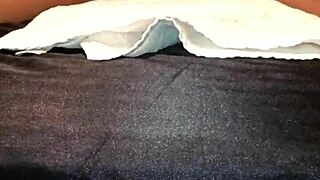 Tied down ebony babe squirts from monster cock 😈