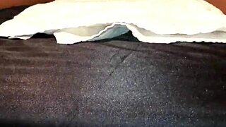 Tied down ebony babe squirts from monster cock 😈