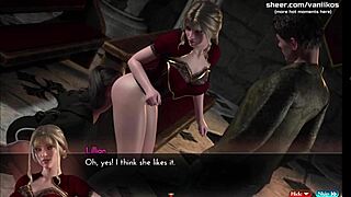 Hot ebony milf and stunning blonde teen team up for interracial anal in 3D hentai game