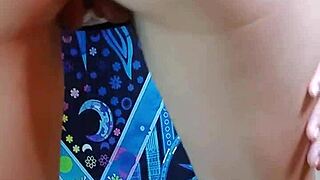 Step sister caught in shower with her small wet tits exposed.