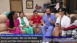 i'm the doctor giving aria nicoles her yearly gyno exam, spreading her pussy with speculum