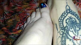 I Pour Oil On My Tattooed Feet For Jerk Off