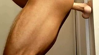 ivory white twink enjoys bisexual fun with dildo in the shower