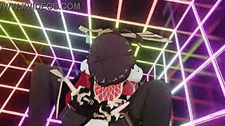 Masked bitch beidou rides intensely